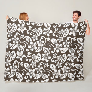 ISLAND PLUMERIA (COFFEE BROWN) FLEECE BLANKET