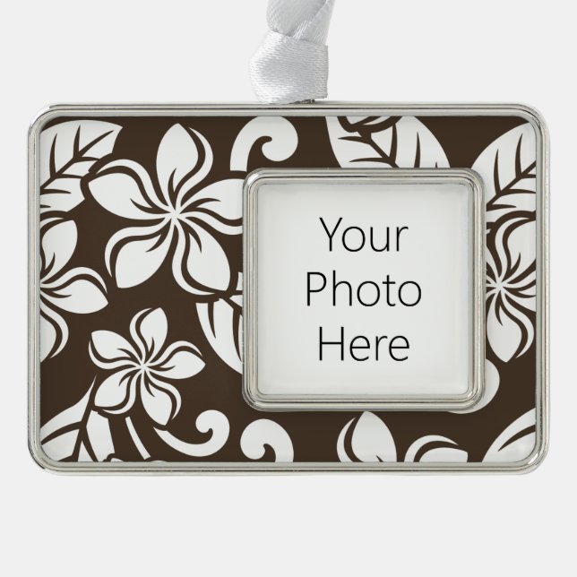 ISLAND PLUMERIA (COFFEE BROWN) SILVER PLATED FRAMED ORNAMENT (Front)