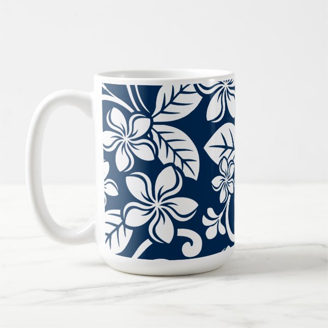 ISLAND PLUMERIA (DARK BLUE) COFFEE MUG (Left)