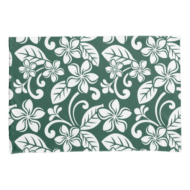 ISLAND PLUMERIA (FOREST GREEN) PILLOWCASE (Front-Right)
