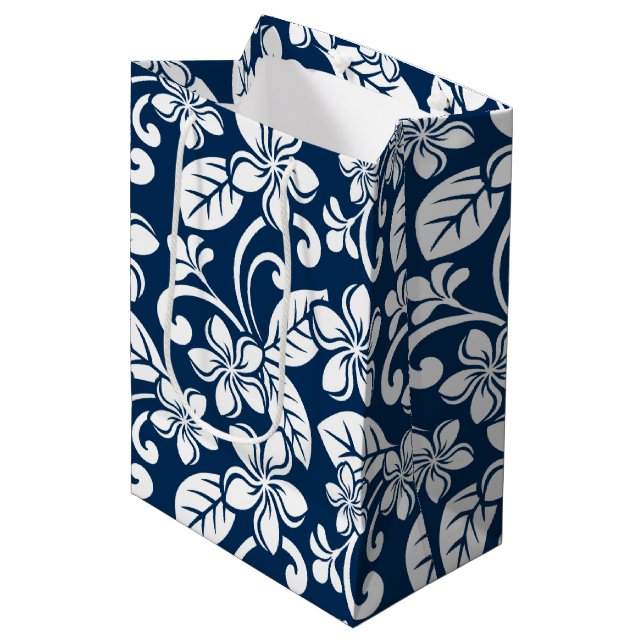 ISLAND PLUMERIA (NAVY BLUE)  Gift Bag (Front Angled)