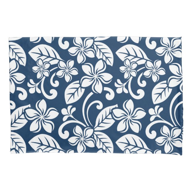 ISLAND PLUMERIA (NAVY BLUE) PILLOWCASE (Front-Left)