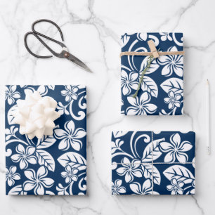ISLAND PLUMERIA (NAVY BLUE) WRAPPING PAPER SHEET
