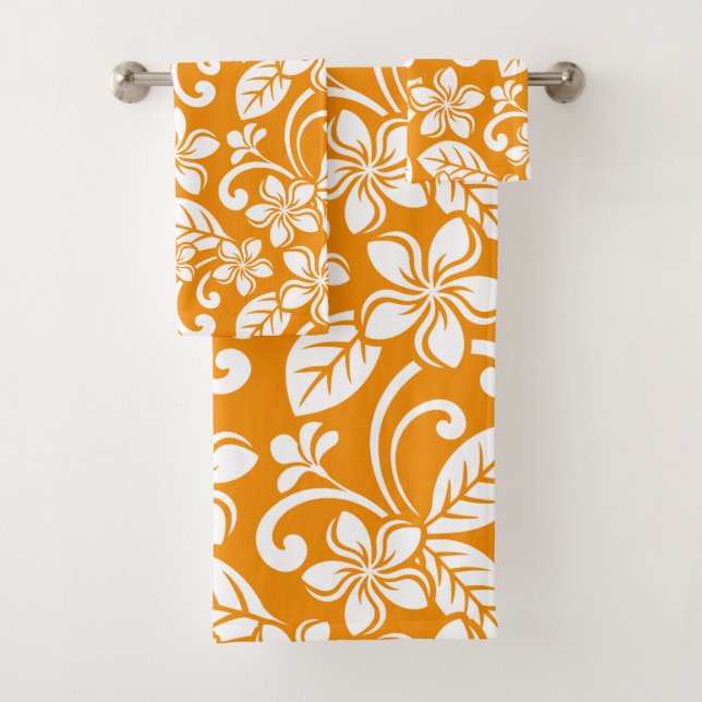 ISLAND PLUMERIA (ORANGE) BATH TOWEL SET (Insitu)