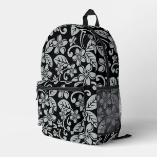 ISLAND PLUMERIA PATTERN IN BLACK/GRAY PRINTED BACKPACK
