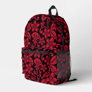 ISLAND PLUMERIA PATTERN IN BLACK/RED PRINTED BACKPACK