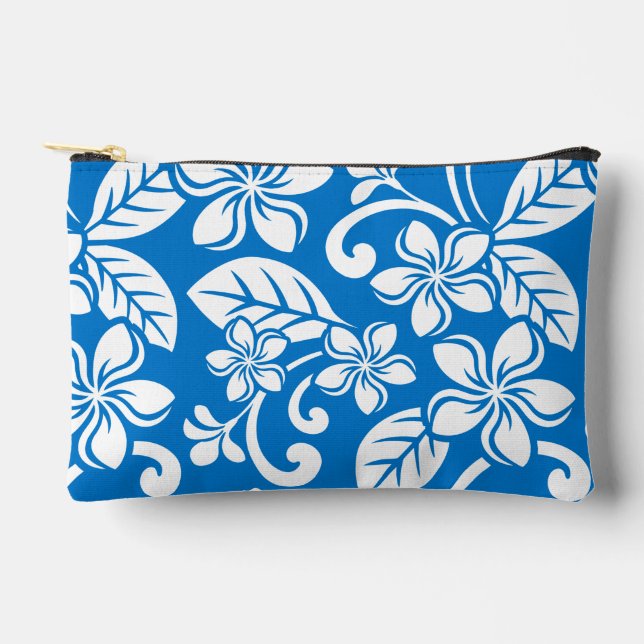 ISLAND PLUMERIA PATTERN IN BLUE SKY ACCESSORY POUCH (Front)