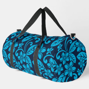 ISLAND PLUMERIA PATTERN IN BLUE x 2 Duffle Bag