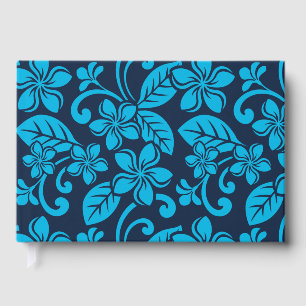 ISLAND PLUMERIA PATTERN IN BLUE x 2 Guest Book