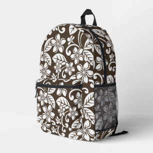 ISLAND PLUMERIA PATTERN IN COFFEE BROWN PRINTED BACKPACK