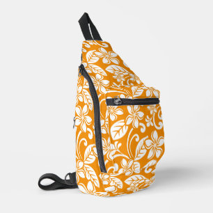 ISLAND PLUMERIA PATTERN IN ORANGE SLING BAG