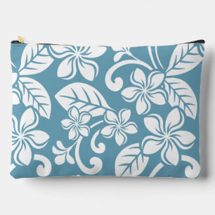 ISLAND PLUMERIA PATTERN IN SLATE BLUE ACCESSORY POUCH