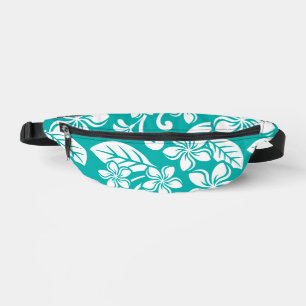 ISLAND PLUMERIA PATTERN IN TURQUOISE BUM BAGS