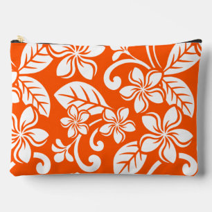 ISLAND PLUMERIA PATTERN IN VERY ORANGE ACCESSORY POUCH