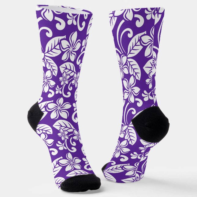 ISLAND PLUMERIA (PURPLE) SOCKS (Angled)