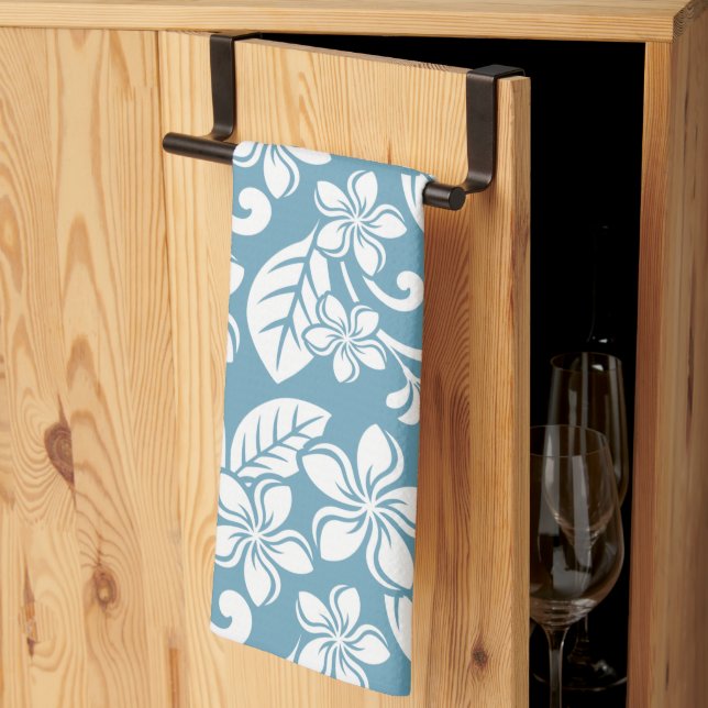 ISLAND PLUMERIA (SLATE BLUE) Kitchen Towels (Thirds Fold)