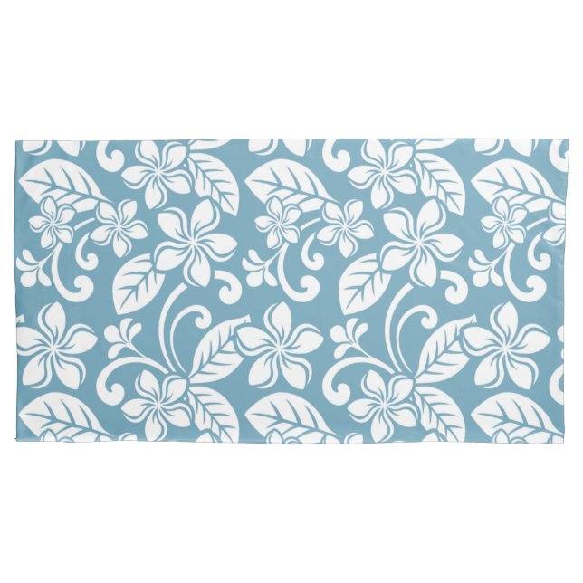 ISLAND PLUMERIA (SLATE BLUE) PILLOWCASE (Front-Left)