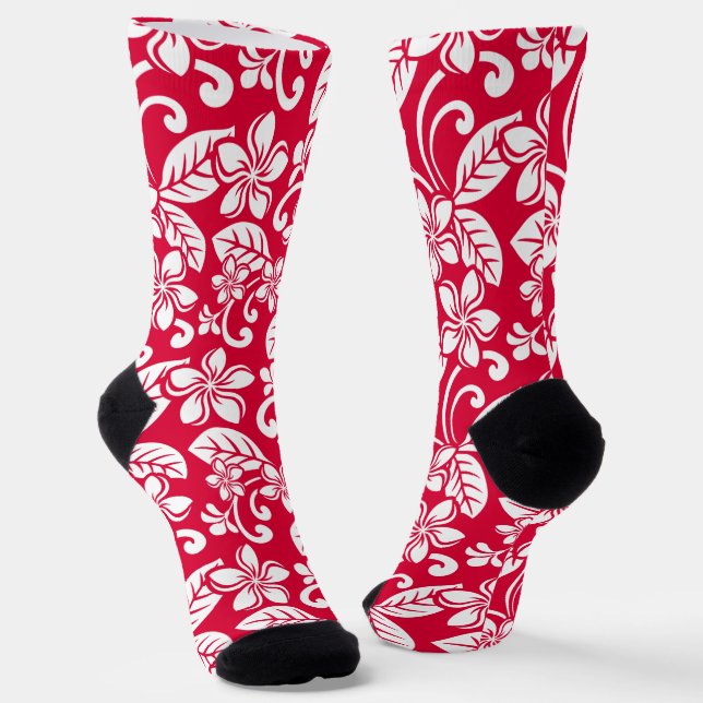 ISLAND PLUMERIA (STRAWBERRY RED) SOCKS (Angled)