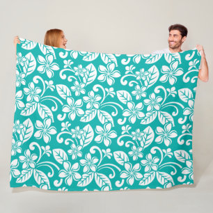 ISLAND PLUMERIA (TURQUOISE) Fleece Blanket