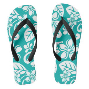 ISLAND PLUMERIA (TURQUOISE) THONGS