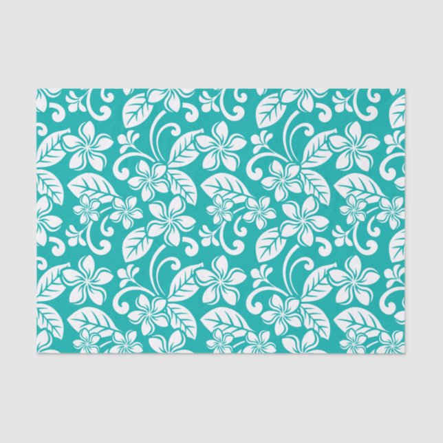 ISLAND PLUMERIA (TURQUOISE) TISSUE PAPER (Front)