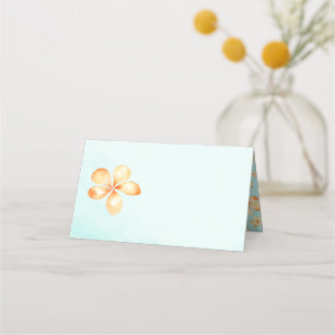 Island Plumeria Watercolor Blank Place Cards