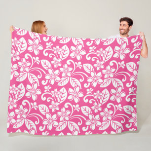 ISLAND PLUMERIA (WATERMELON PINK) Fleece Blanket