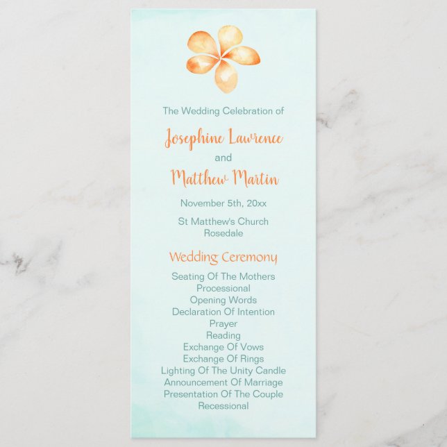 Island Plumeria Wedding Programs (Front)