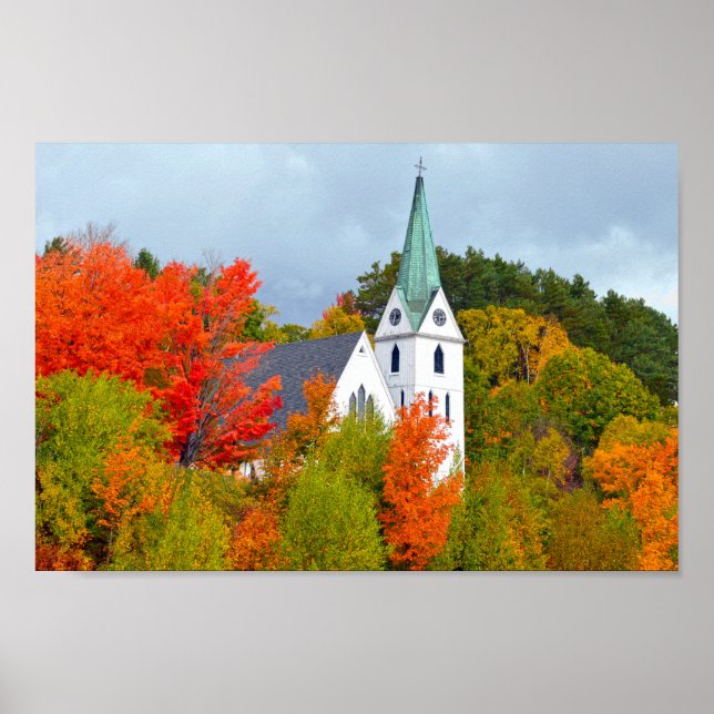 Island Pond, Vermont, Church, Autumn Poster (Front)