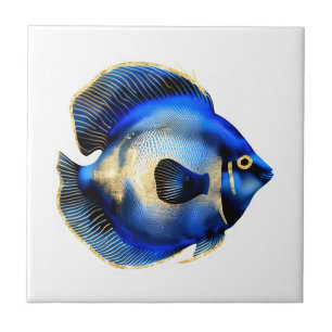 Island reef Gold blue hippo tang fish beach sea Ceramic Tile