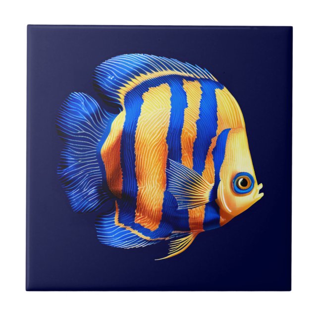 Island reef Gold lined butterfly fish beach sea Ceramic Tile (Front)
