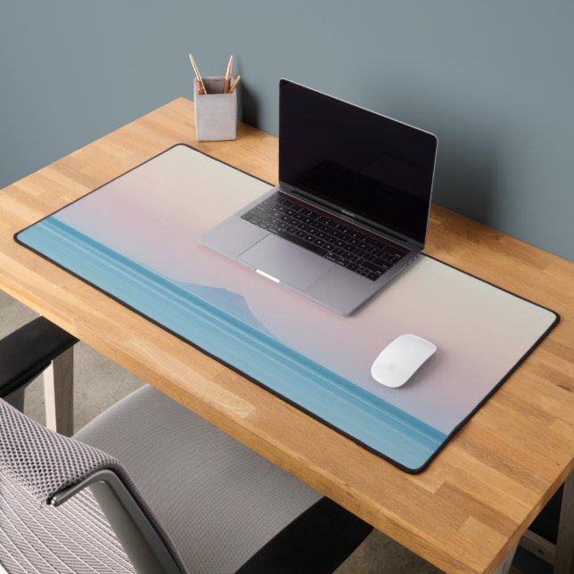 Island silhouette on horizon at sunset desk mat (Office 2)