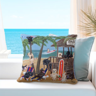 Island Summer Vacation Labradors Cushion