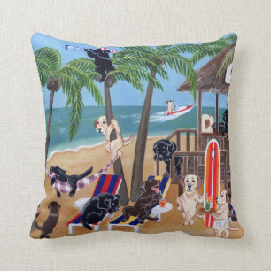 Island Summer Vacation Labradors Cushion