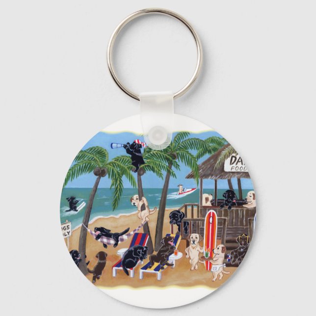Island Summer Vacation Labradors Key Ring (Front)