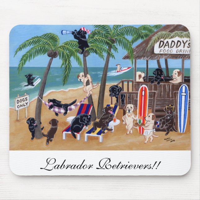 Island Summer Vacation Labradors Mouse Pad (Front)