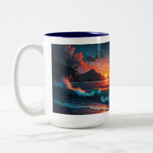 ISLAND SUNSET #1 Two-Tone COFFEE MUG