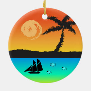 Island Sunset Ceramic Tree Decoration