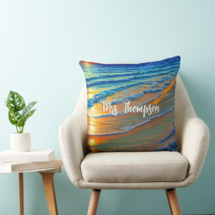 Island Sunset with Personalised Name Cushion