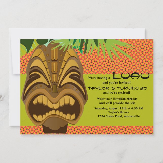 Island Tiki Luau Party Invitation (Front)