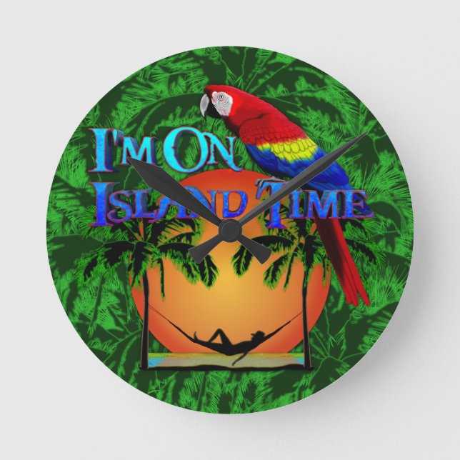 Island Time In Hammock Round Clock (Front)