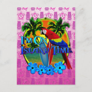 Island Time Sunset And Tikis Postcard