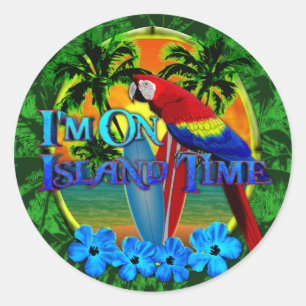 Island Time Sunset Classic Round Sticker