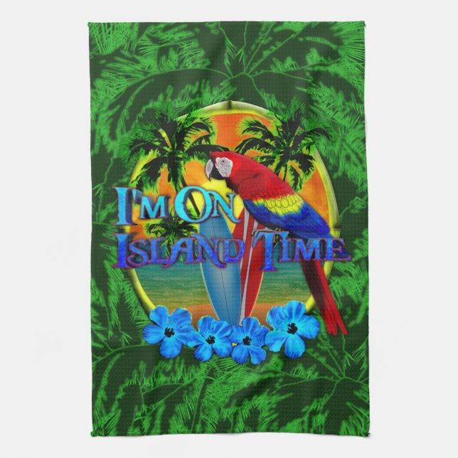 Island Time Sunset Tea Towel (Vertical)