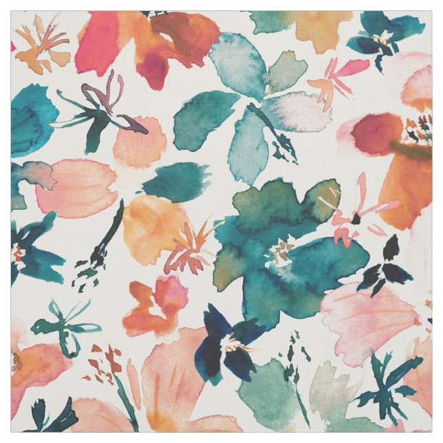 ISLAND TIME Watercolor Tropical Floral Fabric (Swatch)