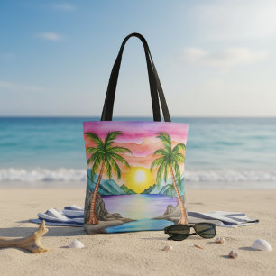 Island Tropical Beach Sunset Tote Bag