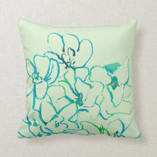 Island Tropical Orchid Pillow - Blue Green