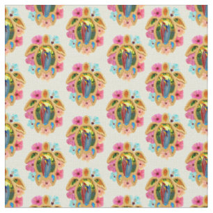 Island Tropical Sea Turtles Floral Fabric