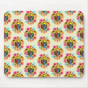 Island Tropical Sea Turtles Floral Mouse Pad