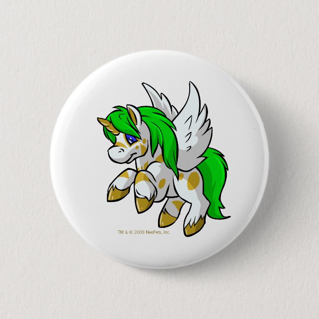 Island Uni flying over Mystery Island 6 Cm Round Badge (Front)